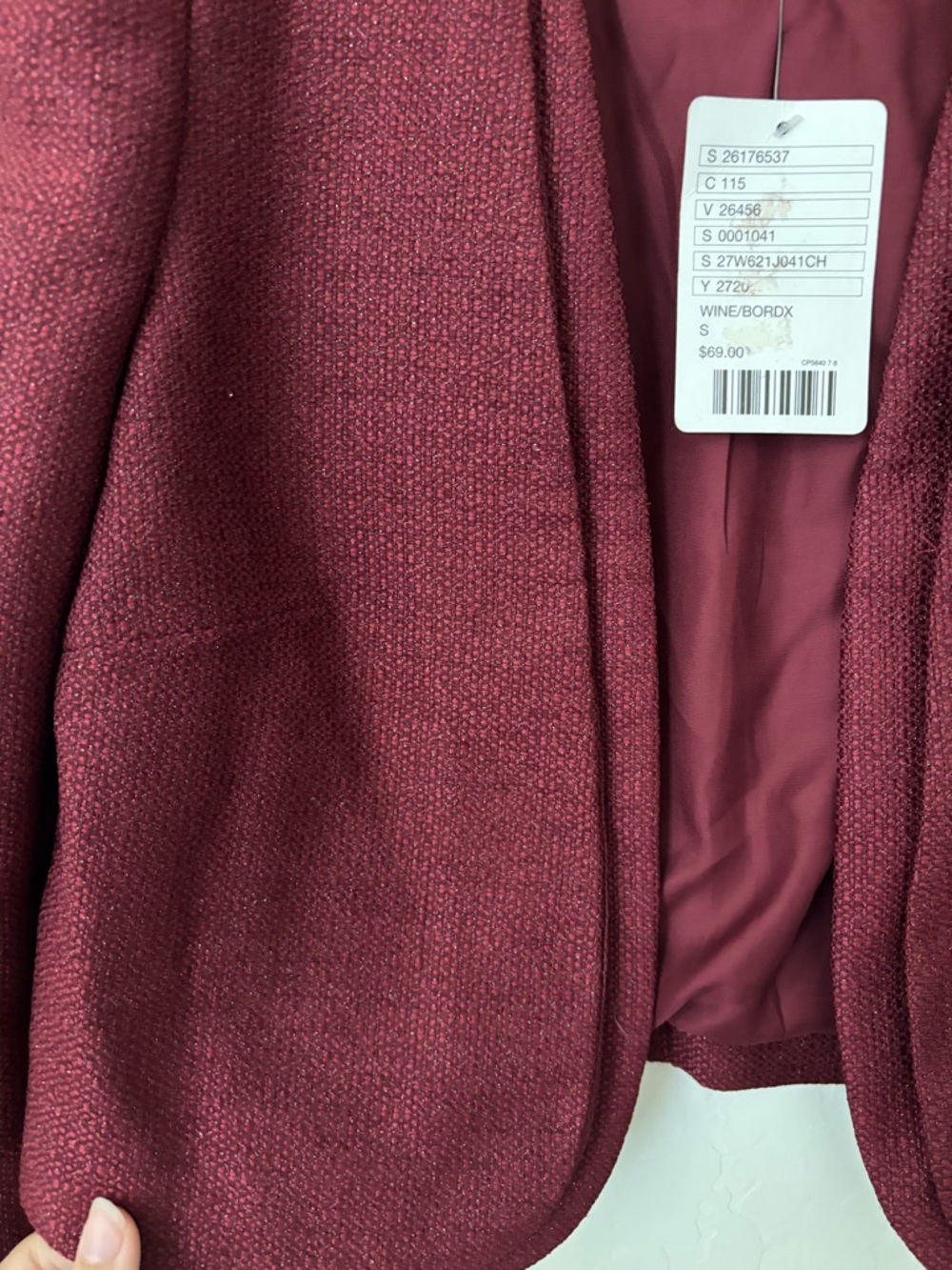 NWT Kimchi Blue Urban Outfitters Burgundy Cropped Blazer Jacket Size S - Picture 4 of 5